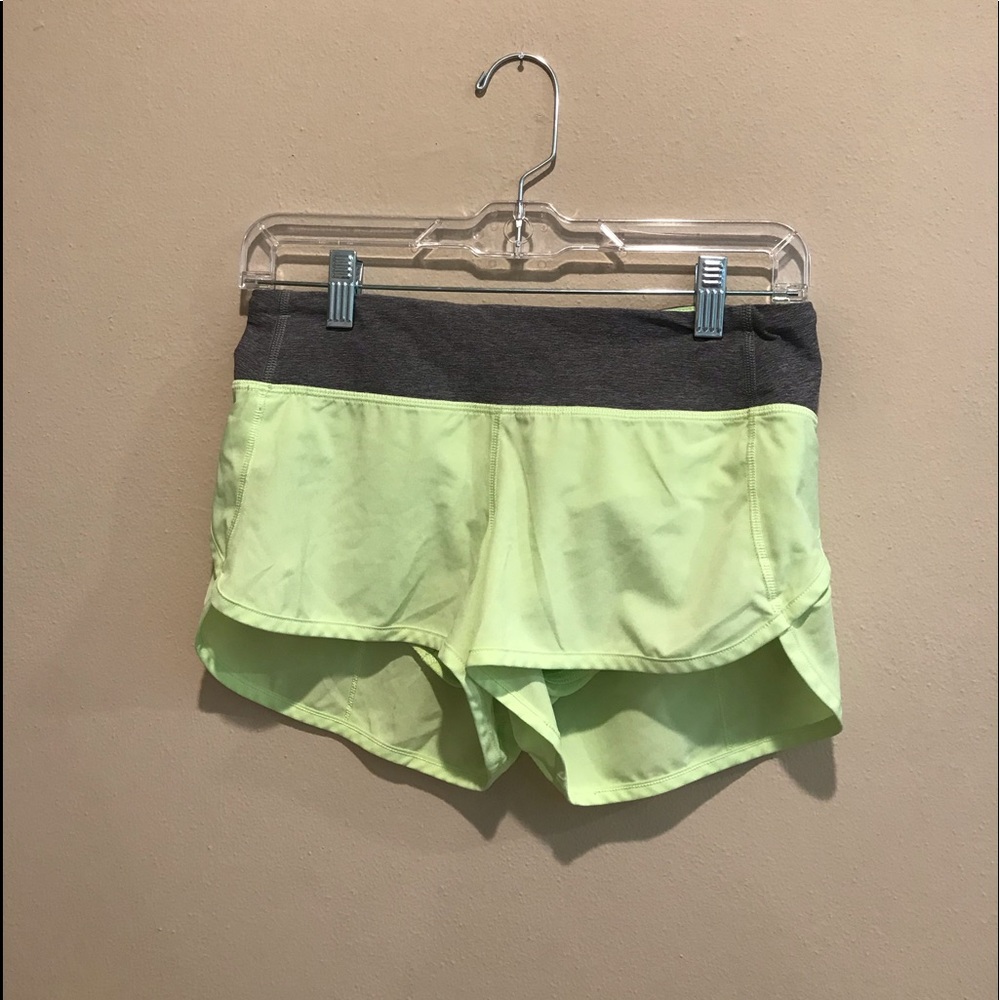 Light green Lululemon speed shorts